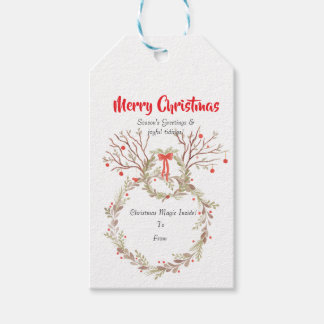 Rustik elegant vattenfärg jul presentetikett