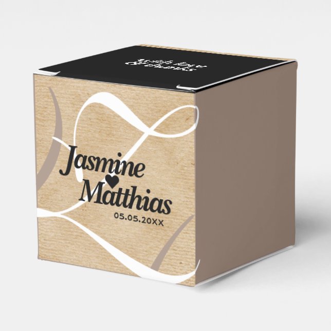 Rustik Elegant Vintage Monogram Burlap Bröllop Presentaskar (Framsidan Sidan)