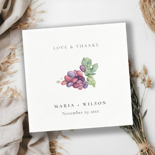 Rustik Elegant Watercolor Grape Foliage Bröllop Pappersservett