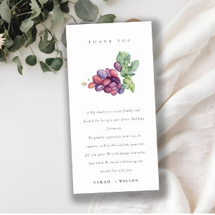 Rustik Elegant Watercolor Grape Foliage Bröllop Tack Kort