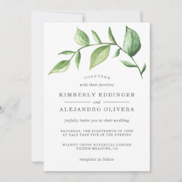 Rustik Elegant Watercolor Greenery Bröllop Inbjudningar