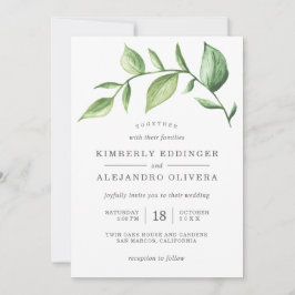 Rustik Elegant Watercolor Greenery Sprig Bröllop Inbjudningar