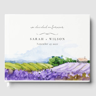 Rustik Elegant Watercolor Lavender Fält Bröllop Gästböcker