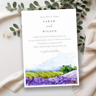 Rustik Elegant Watercolor Lavender Fält Bröllop Inbjudningar