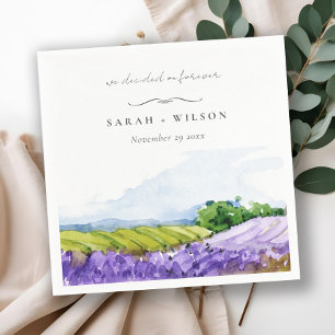 Rustik Elegant Watercolor Lavender Fält Bröllop Pappersservett