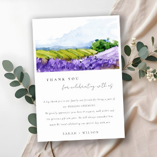 Rustik Elegant Watercolor Lavender Fält Bröllop Tack Kort