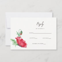 Rustik Elegant Watercolor Script Red Poppy Bröllop