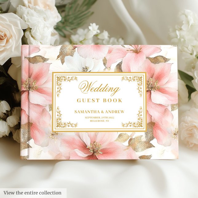 Rustik  elfenbensfärgad bröllop gäst bok (Rustic blush ivory watercolor wedding guest book)