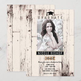 Rustik elfenbensfärgad lada träexponering för exam inbjudningar