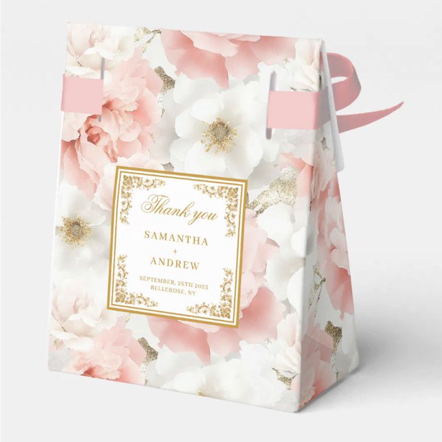 Rustik  Elfenbenskusten Guld Bröllop Tack Presentaskar (Rustic Blush Ivory Gold Wedding Thank You Favor Boxes)