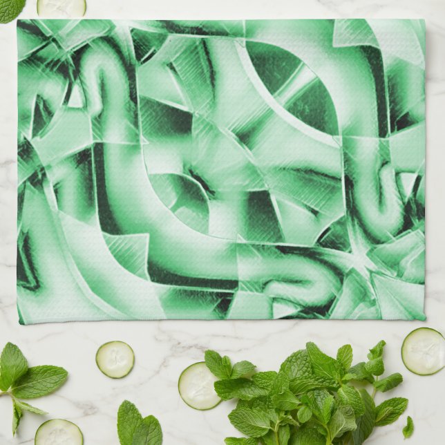 Rustik eller inte, sammanflätad konstig med vit gr kökshandduk (Vikta)