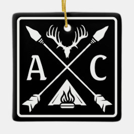 Rustik Emblem för Initialer utomhus Julgransprydnad Keramik