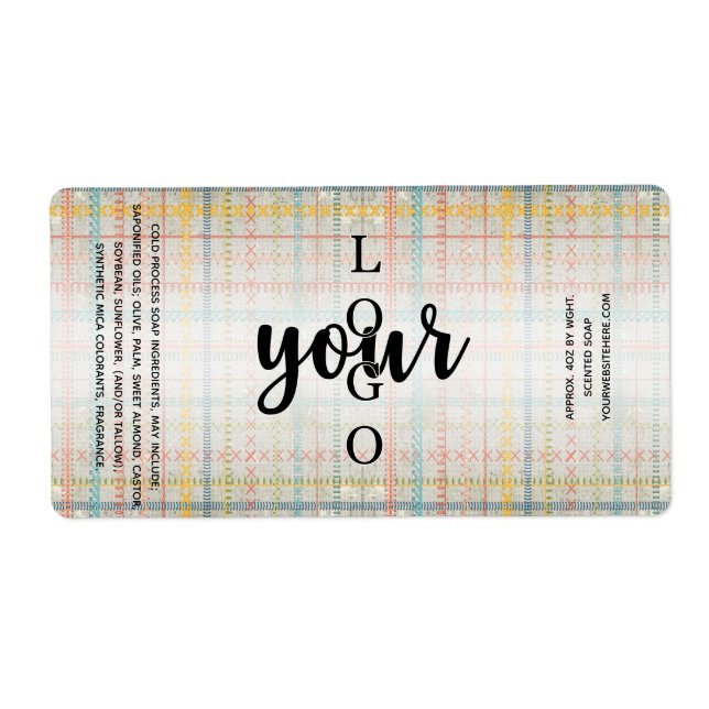 Rustik Embroidery-Kall Processaa Soap-etikettmall Fraktsedel (Framsidan)