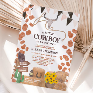 Rustik en liten western cowboydusch av kor inbjudningar