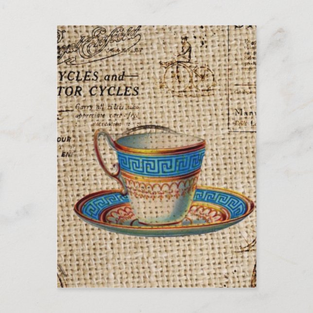 Rustik Engelska land te party blue tekopp Inbjudan Vykort (Framsida)