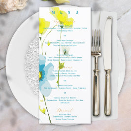 Rustik, enkel blå Gult, vattenfärg Meny