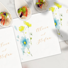 Rustik, enkel blå Gult, vattenfärg Pappersservett