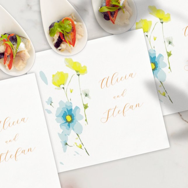 Rustik, enkel blå Gult, vattenfärg Pappersservett (Skapare uppladdad)