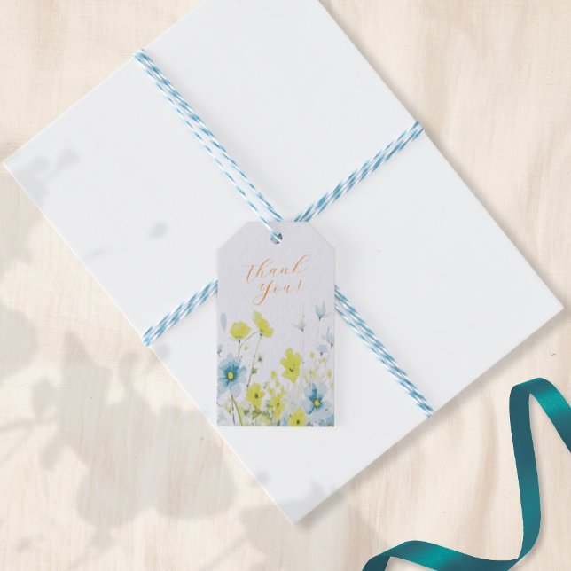 Rustik, enkel blå Gult, vattenfärg Presentetikett (Skapare uppladdad)