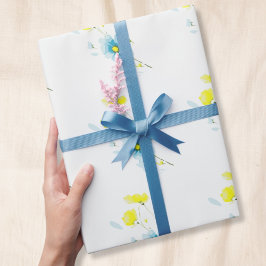 Rustik, enkel blå Gult, vattenfärg Presentpapper