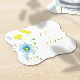 Rustik, enkel blå Gult, vattenfärg Underlägg Papper