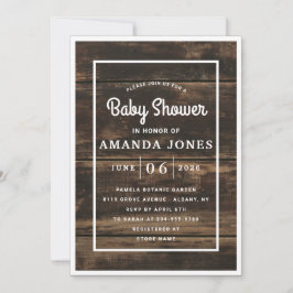 Rustik enkel Elegant Barn Wood Baby Shower Inbjudningar