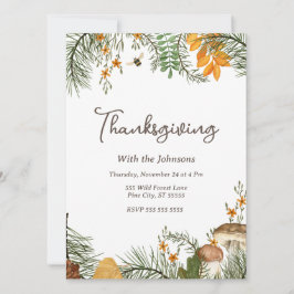 Rustik Enkel Höst Skog Thanksgiving Inbjudningar