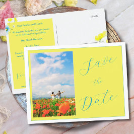 Rustik enkel Photo Gult Blue Spara datum Vykort