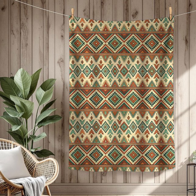 Rustik Ethnic Inngen Artistry-kopparblått Fleecefilt (Rustic Ethnic Indigenous Artistry copper blue Fleece Blanket)
