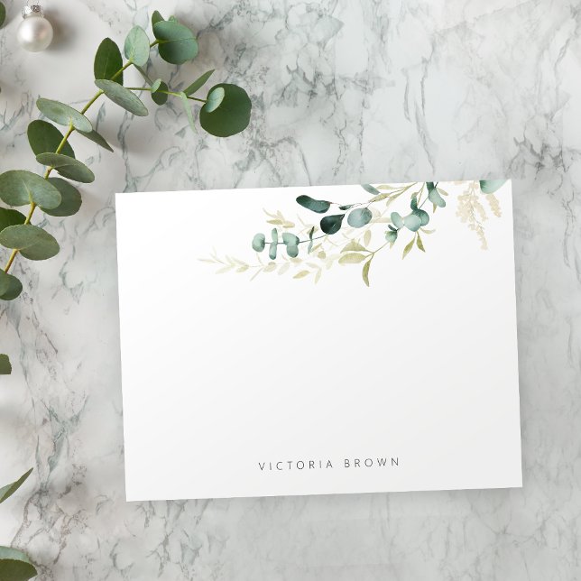 Rustik eucalyptus greenery Personlig Stationery Anteckningskort (Rustic eucalyptus greenery Personalized Stationery Note Card)