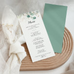 Rustik eucalyptus Guld Blommigt Kalligrafi Meny<br><div class="desc">Det här modem för kalligrafmålning på matningsmenyn för blommigt med rustisk eukalyptus guld är perfekt för ett enkelt bröllop. Den här konstnärliga designen har handritad blommigt i guld och grönt av eucalyptus i vattenfärg,  vilket inspirerar naturskönheten.

Det här menykortet ska användas för bröllopsmottagning,  repetitionsmiddag,  möhippa eller alla evenemang.</div>