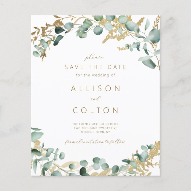 Rustik eukalyptus greenery sage grönt boho budget (Framsida)