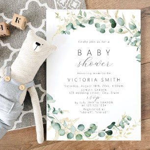 Rustik eukalyptus grönska boho Baby Shower Inbjudningar