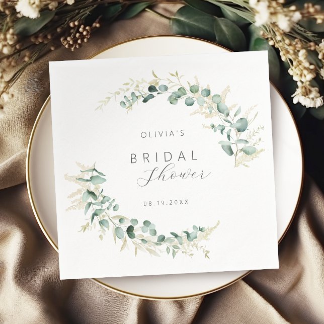 Rustik eukalyptus grönska boho bröllopsdusch pappersservett (Rustic eucalyptus greenery boho Bridal Shower Napkins)