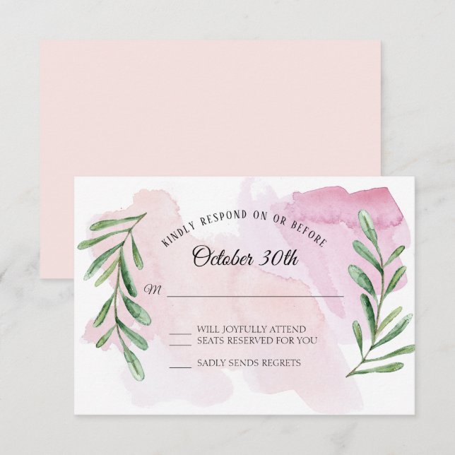 Rustik Eukalyptus Grönska Modernt Vattenfärgssvar Inbjudningar (Fram/baksida)