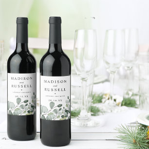 Rustik Eukalyptus Personlig Vinflaska Etikett