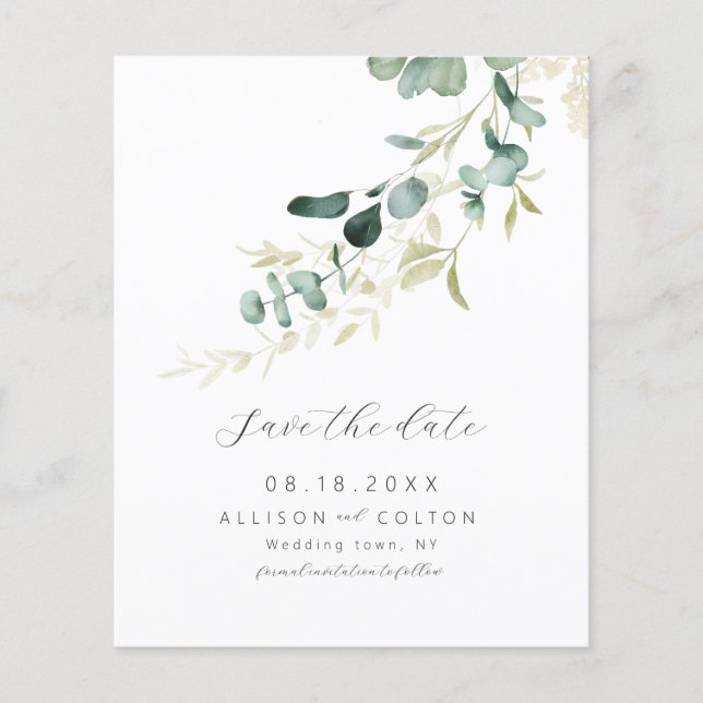 Rustik eukalyptus sage grönt greenery boho budget (Framsida)