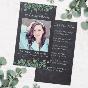 Rustik eukalyptus Sympati Funeral Prayer Card Visitkort