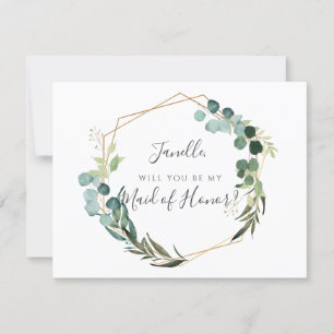 Rustik eukalyptus Var min DIY Maid of honor Inbjudningar