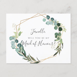 Rustik eukalyptus Var min DIY Maid of honor Inbjudningar