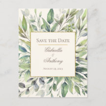 Rustik eukalyptus Vattenfärg Spara datum