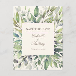 Rustik eukalyptus Vattenfärg Spara datum