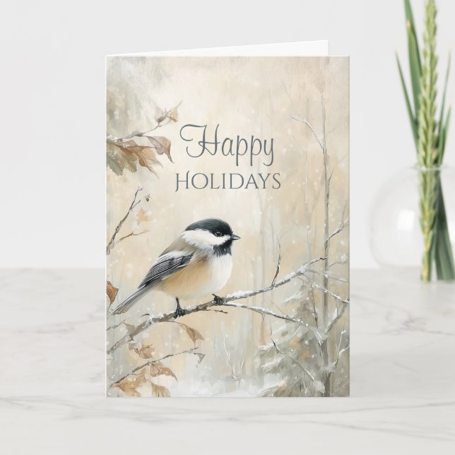 Rustik Fågel Jul Sparrow  Helgkort (Framsida)