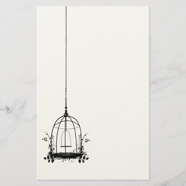 Rustik Fågelbur i Vintage-stil Brevpapper (Framsida)