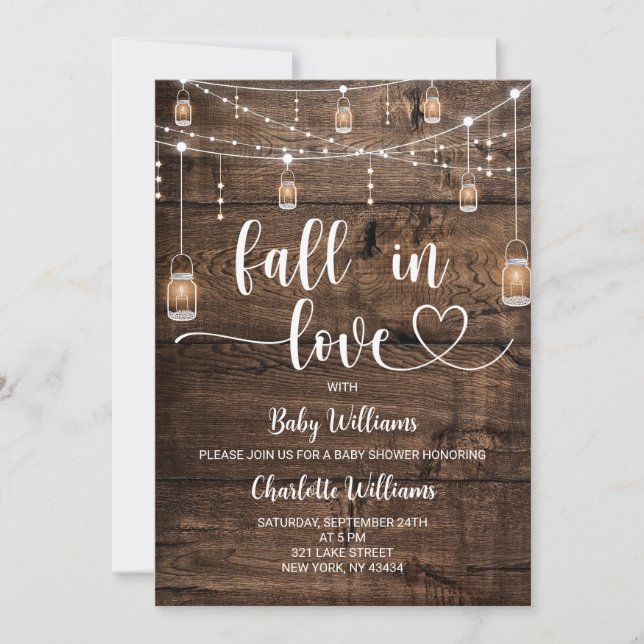 Rustik Fall in Love Baby Shower Inbjudningar (Framsida)