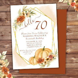 Rustik Fall Pumpa 70-årsdag i akvarell Inbjudningar