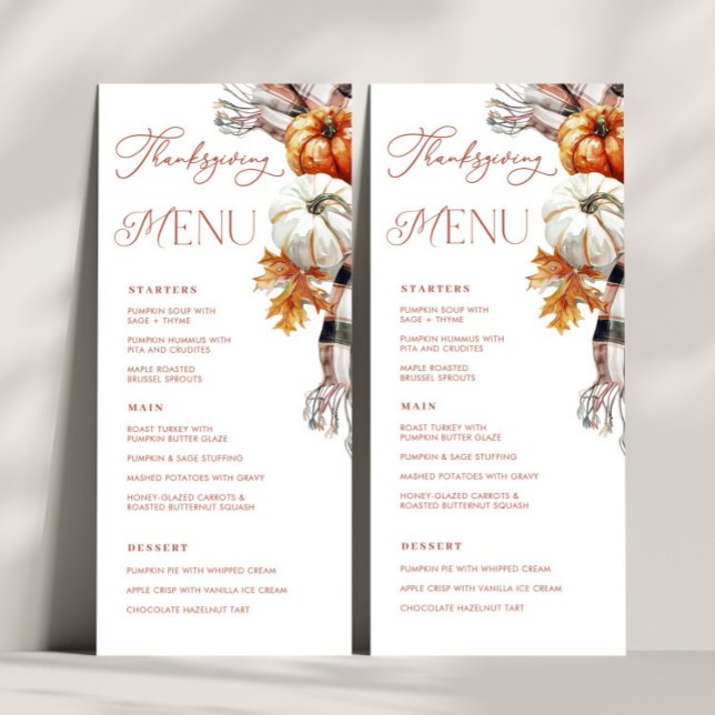 Rustik fallskärm, 4 x 9 Thanksgiving, innermeny Meny (Rustic Fall 4x9 Thanksgiving Dinner Menu)