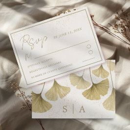 Rustik falsk guld tropisk lövbröllop RSVP OSA Kort