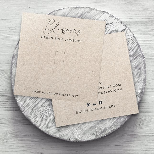 Rustik Falsk Kraftpapper Ring Displaykort Fyrkantigt Visitkort (Rustic Faux Kraft Paper Ring Personalized Display Card)