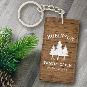 Rustik Familj Cabin Gräs Träd Wood Plank 2 Sided
